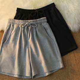 休闲裤子女夏季薄款2022新款宽松大码五分裤高腰显瘦阔腿运动短裤