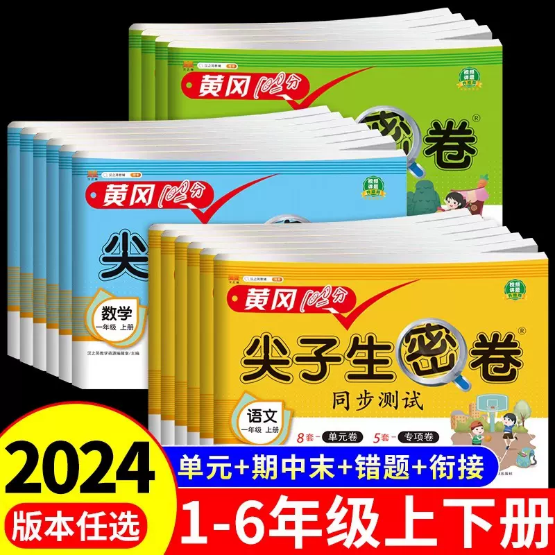 1-6年级上下册尖子生密卷人教版语文数学英语小学生同步测试卷