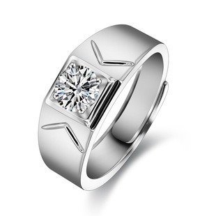 Authentic Moissanite Ring Men's Sterling Silver One Carat Diamond Ring Personalized Classic Men's Ring Birthday Gift S925 Silver