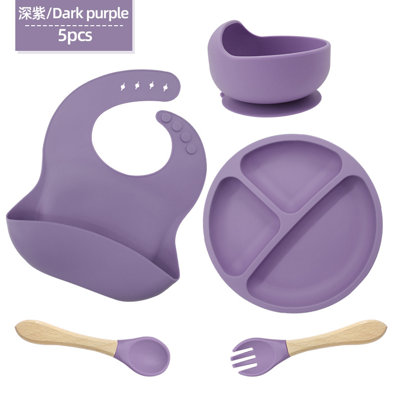 Conjunto de cubiertos de silicona para niños cubiertos de alimentación de grado alimenticio para bebés cubiertos de alimentación integral a prueba de caídas tazón taza de paja