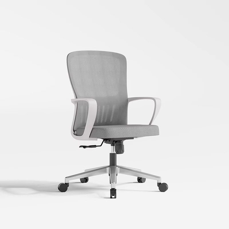 Silla giratoria con marco blanco y red gris
