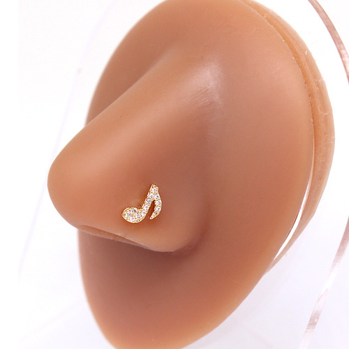 Gaibei European and American cross-border simple and fashionable zircon musical note nose studs and nose ornaments, personalized light luxury piercing jewelry, nose studs and nose rings