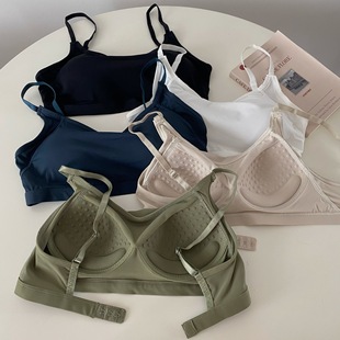 New ice silk summer underwear fixed Cup adjustable breasted beauty back anti-exposure tube top inner small chest push up bra