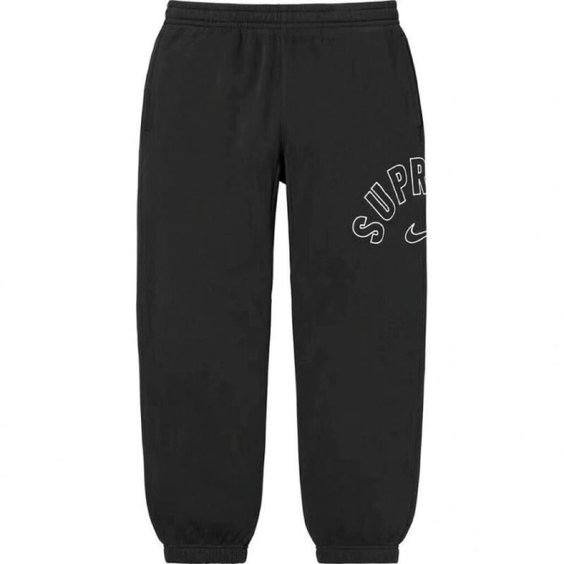 SUPREME SWEAT PANTS, callejera, callejera para hombres, pantalones sueltos de terciopelo, pantalones deportivos casuales.