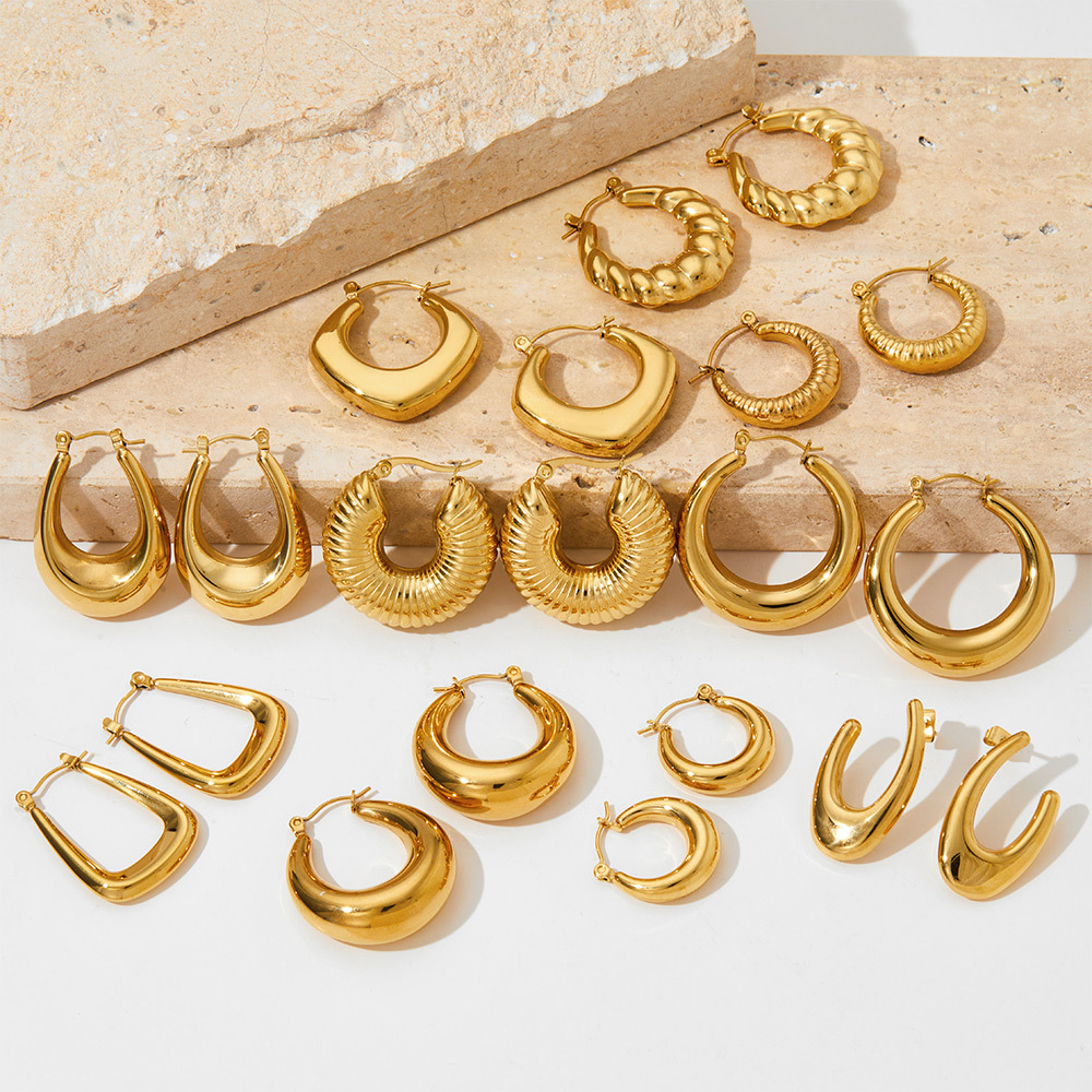 9g Weight 0.03µm-0.05µm Gold Plating Thickness PVD Coated Gold Plating Process 304 Stainless Steel Ear Needle Material PVD Coated Real Gold Plated 16K Gold White Gold Plated Gold Plating Solid Color 304 Stainless Steel IG Style Simple Style Waterproof Non Tarnish Earrings