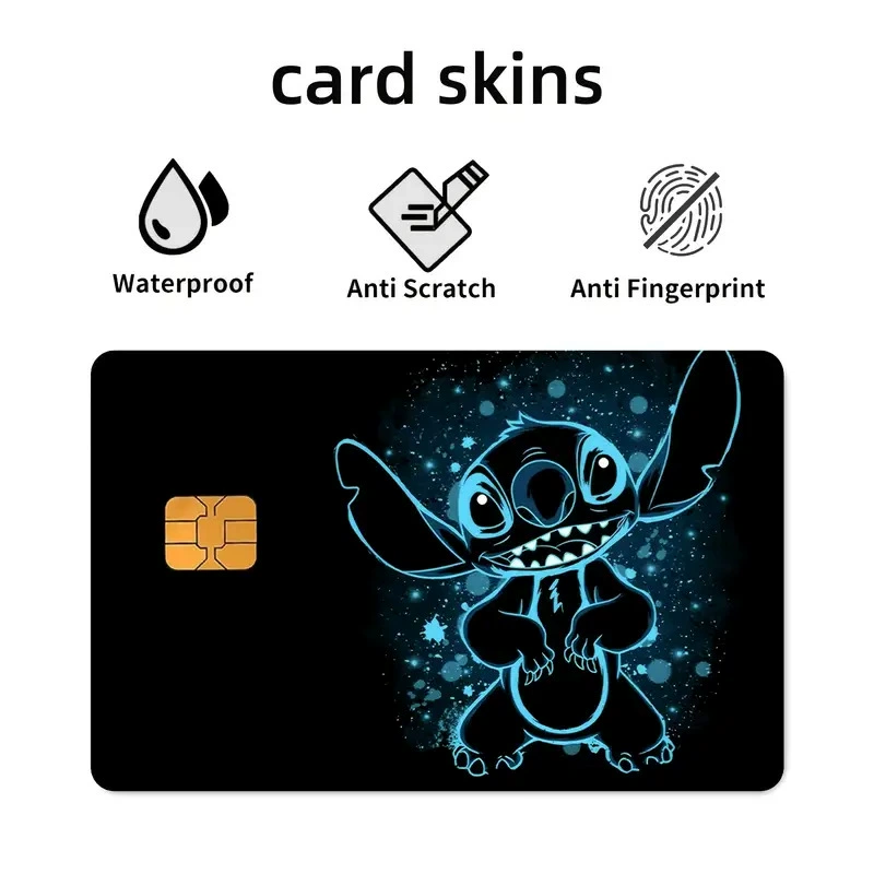 Стикеры для кредитных и предоплаченных карт Stitch, ПВХ, съемные защитные наклейки, наклейки на банковские и транспортные карты