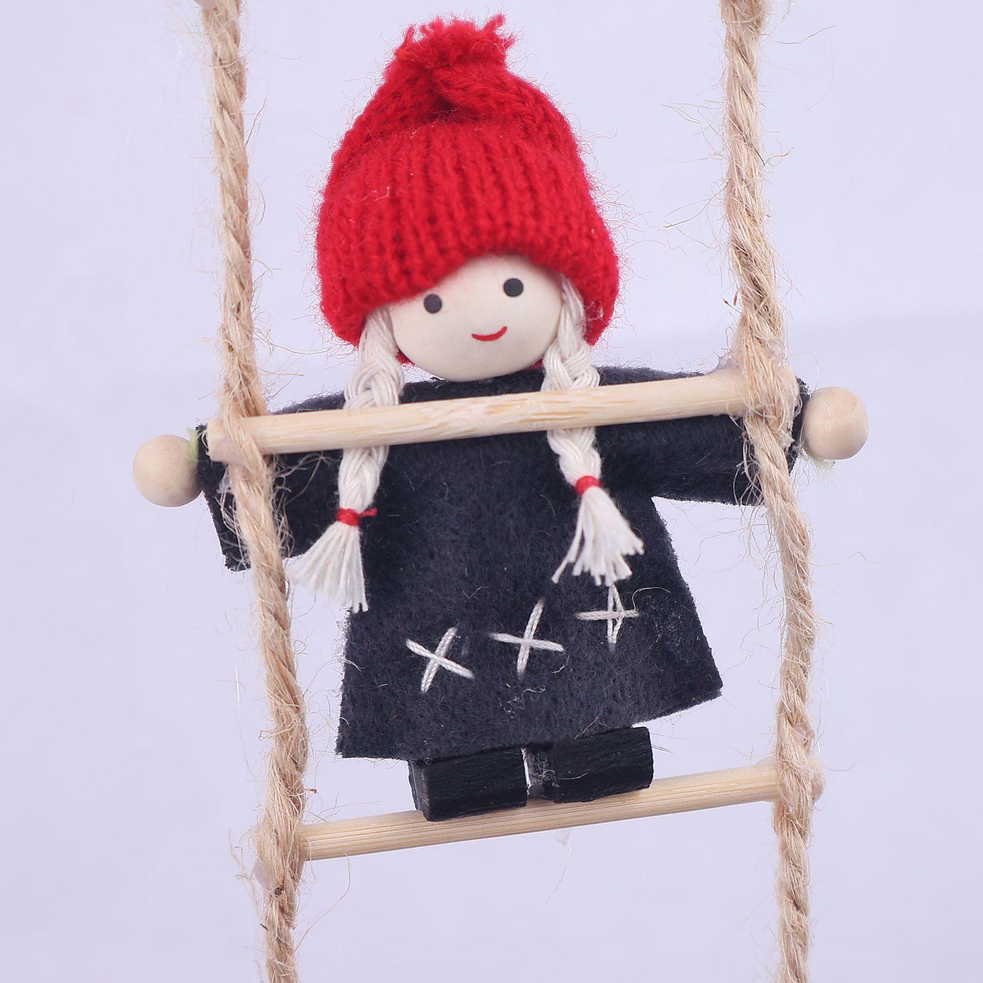 Colgante de Navidad de Amazon transfronterizo Fieltro de lana nórdica Anciano Escalera Decoración de chimenea Navidad Cuerda de escalada de elfos