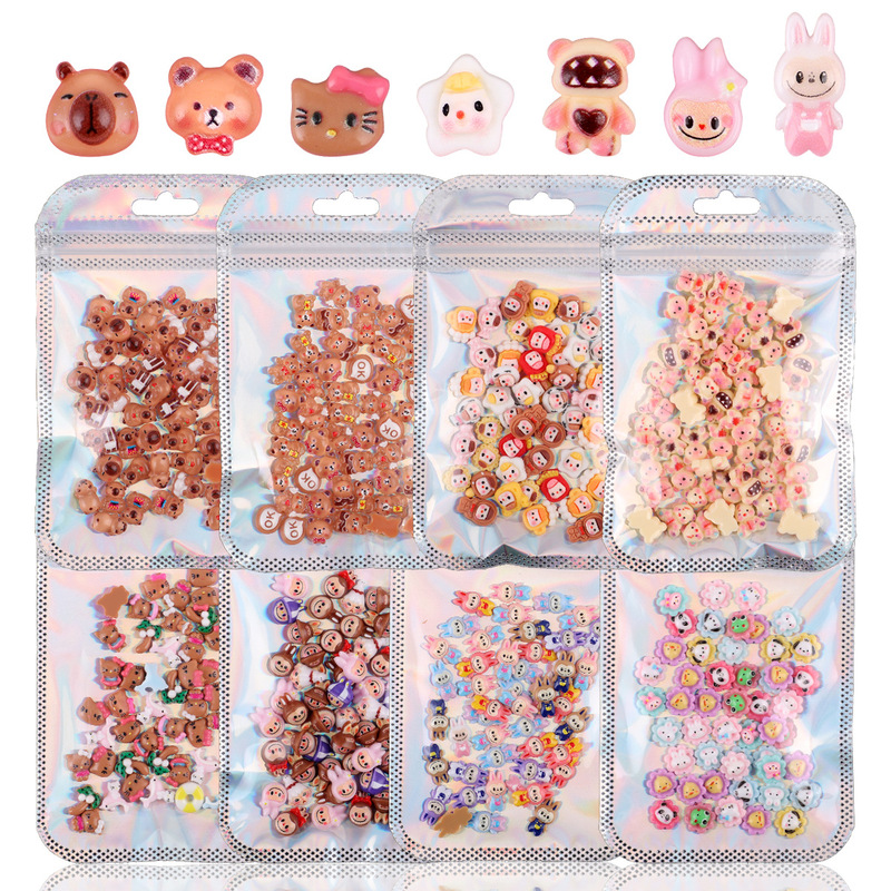 人気のネイルアートアクセサリーヒョウ柄 KT 猫バタークマバブルマートネイルアート漫画 diy ウェアラブルネイルアクセサリー|undefined