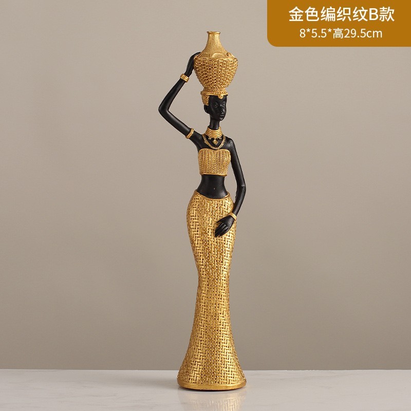 北欧创意复古非洲艺术女士雕像摆件设计师款家居客厅咖啡厅酒吧|undefined
