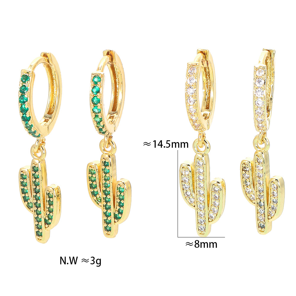 Unisex Gender Plating Design Fashion Geometric Plating Copper Zircon Charm Sleeper Hoop Earrings Earrings