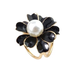 韓國胸花絲巾扣三環珍珠花朵圍巾扣胸針兩用簡約披肩扣飾品