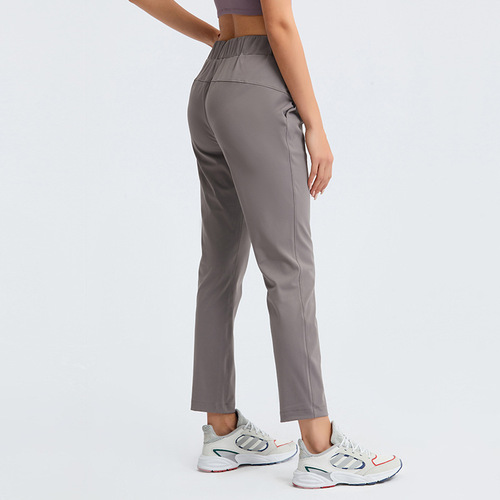 Cross-border new loose straight yoga pants drawstring waist drape sports casual stretch nine-point pants for women