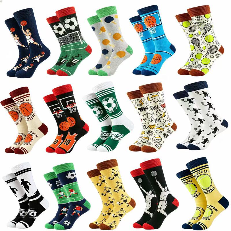 Cross-Border Sports Socks, Creative Trendy Socks, Breathable and Sweat-Absorbent Mid-Calf Men's Socks, Ins Trendy Basketball and Football Street Style Cross-Border Sports Socks, Creative Trendy Socks, Breathable and Sweat-Absorbent Mid-Calf Men's Socks, Ins Trendy Basketball and Football Street Style