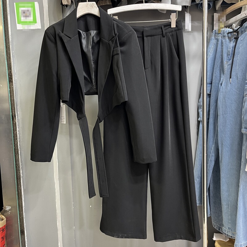 Cross-Border Aliexpress Amazon Spring New Long-Sleeved Blazer with a Stylish Slim Fit and Unique High-Waisted Pants Set