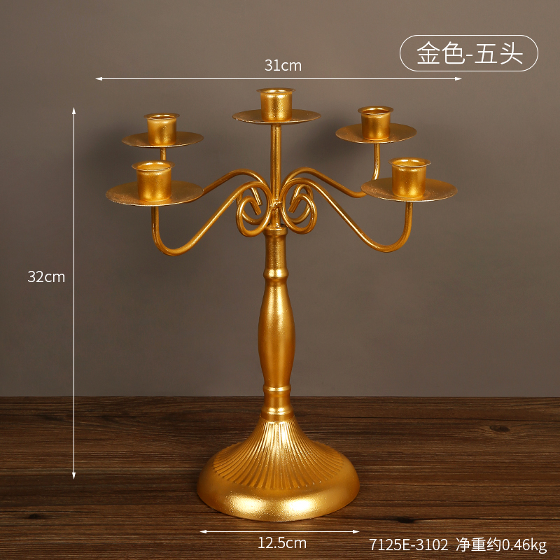 复古欧式铁艺烛台摆件家用餐桌浪漫烛光晚餐道具三头法式蜡烛台座|undefined