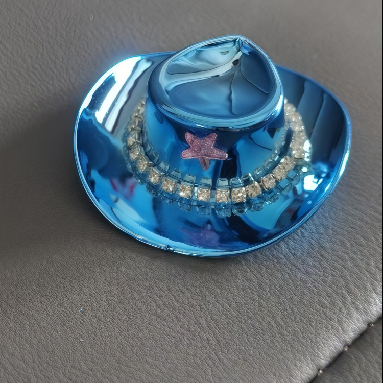 Flash láser clásico sombrero de vaquero patrón decoración fiesta color olla tapa al por mayor muñeca de juguete accesorios sombreros