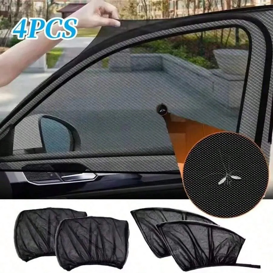 Cross-Border Car Mosquito-Proof Screens, Side Window Sun Protection and Heat Insulation Curtains, Car Window Mosquito Net, Car Ventilation Mosquito Cover