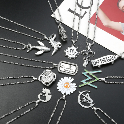 Hip-hop Style Titanium Steel Necklace, Versatile Retro Personality Accessory, Knitwear Chain for Men and Women