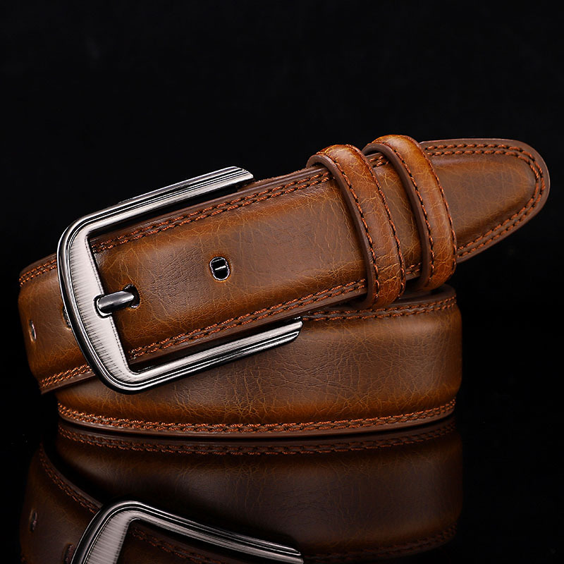 Suministro directo de fábrica cinturón de los hombres hebilla de cinturón de cuero genuino simple retro jeans pantalones de hombre cinturón transfronterizo transmisión en vivo