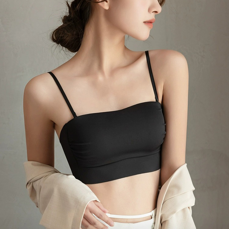 Traceless Strapless 속옷 여성용 큰 가슴 작은 가슴 푸쉬 업 안티 처짐 안티 워킹 라이트 뷰티 백 카미 솔 조끼 통합 브라