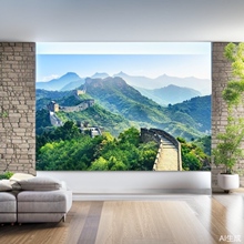 万里长城风景青山绿树有山无水靠山画旺宅招财建筑风水中堂年画Y1
