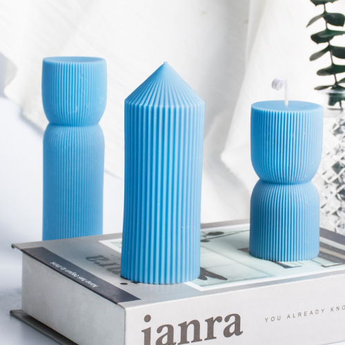 Sanxin Geometric Vertical Pattern Aromatherapy Candle Silicone Mold DIY Gypsum Ornaments Handmade Aromatherapy Stone Silicone Abrasive