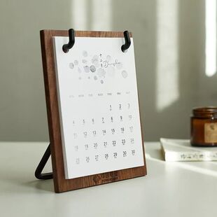 Cross-border New Black Walnut Table Calendar Rack 2025 Table Calendar Retro Wooden Calendar Nordic Creative DIY Gift
