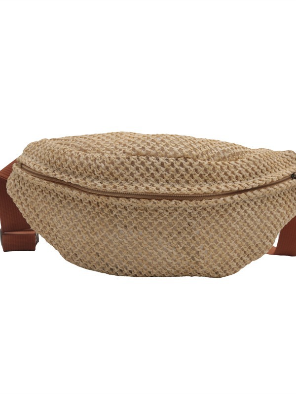 2024 verano transfronterizo nuevo estilo coreano tejido mini bolso de cintura de moda de mujer inclinado bolso de pecho de hombro bolso de paja al por mayor