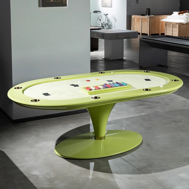 Table de póquer de Texas de estilo italiano 2024 nueva mesa de diseño de club de lujo Oval mesa de ajedrez para 8 personas sala de entretenimiento