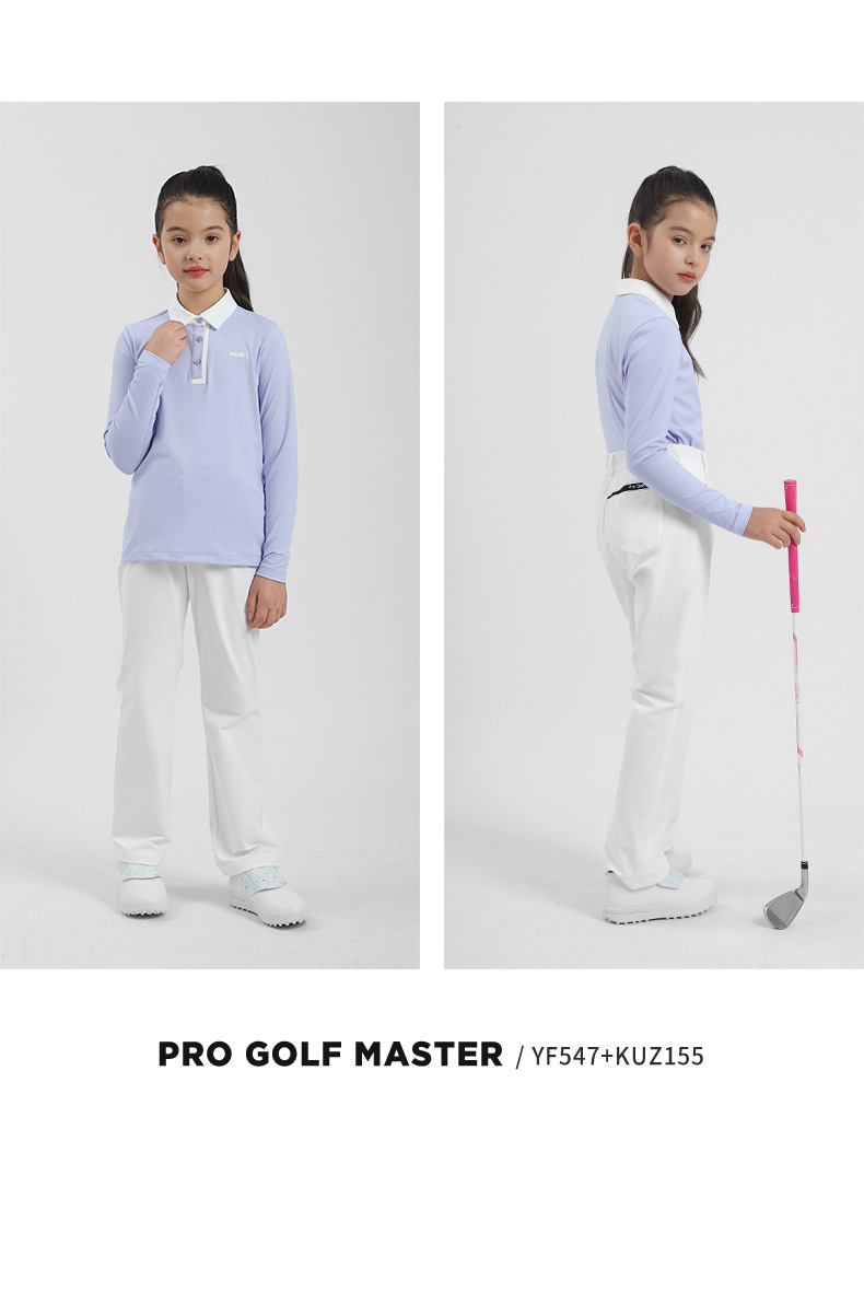 Set áo quần golf trẻ em PGM bé gái dài tay, phối màu thể thao — YF547-màu xanh nhạt, YF547-màu trắng, YF547-màu xanh hải quân chi tiết 8