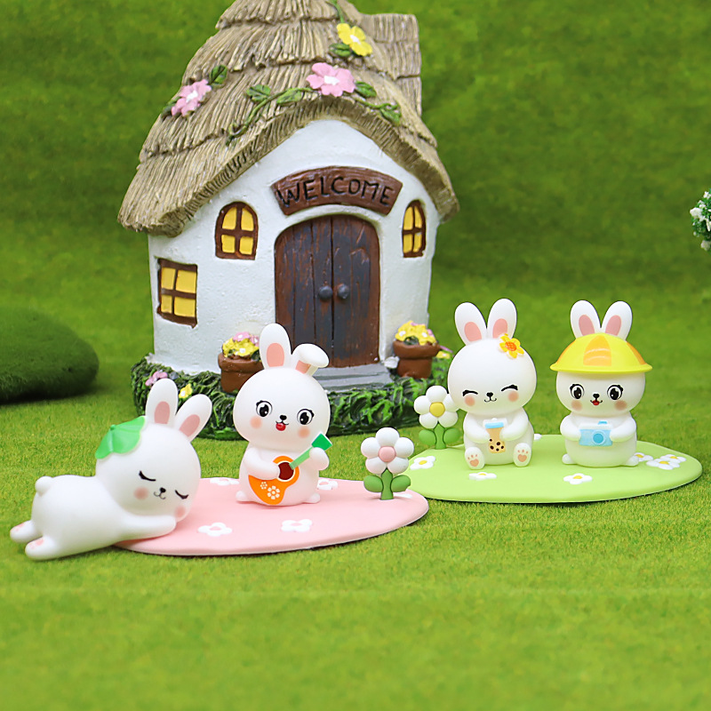 Vinyl Bunny plush toy Garage Kit Cartoon automobile Decoration Central control decorate Jushi Supplies Cake baking White Rabbit