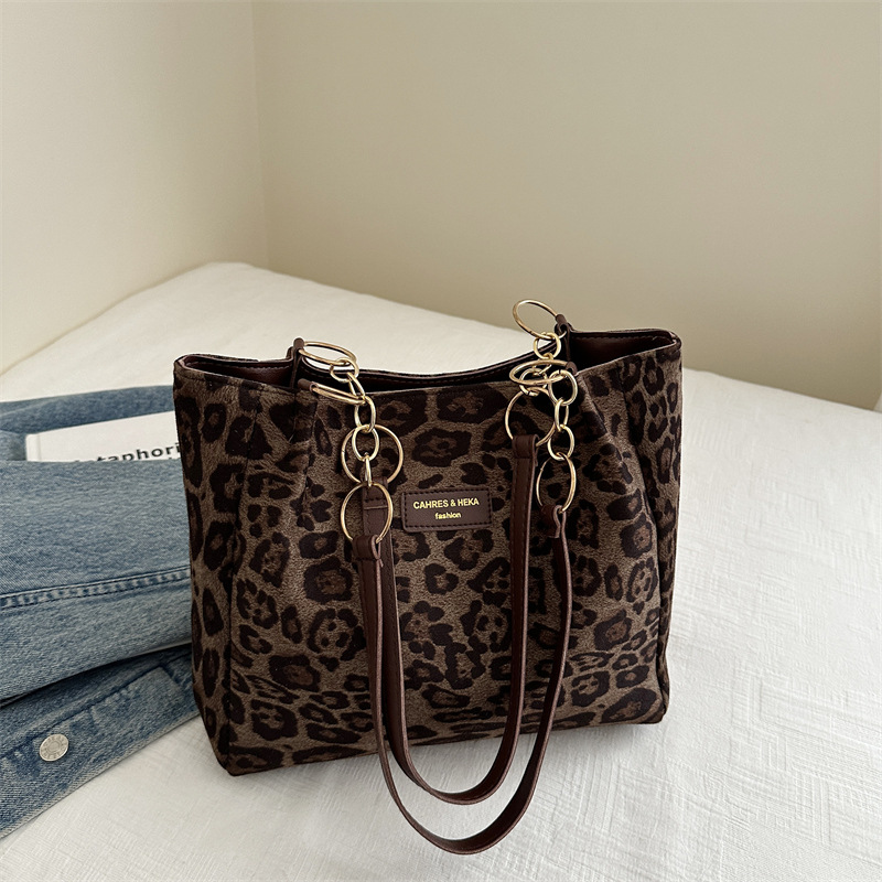 Lässige Leopardensuede Schultertasche Für Damen Als Tragetasche_voghion.com