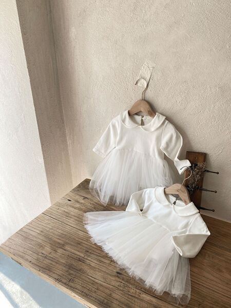Dancing children's white autumn small princess costume