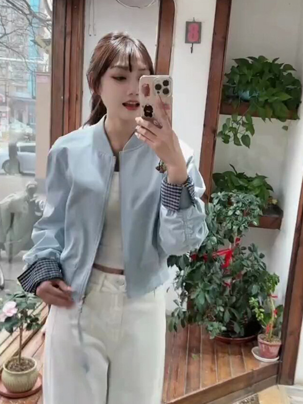 棒球服外套2025秋冬洋气时尚百搭拼接设计短外套女夹克上衣A7027|undefined