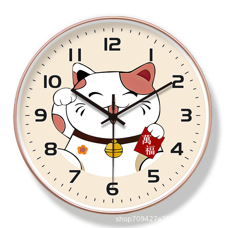 12 インチ 30 センチメートル招き猫ファッション壁時計ホームリビングルームシンプルなサイレント時計装飾壁時計卸売|undefined