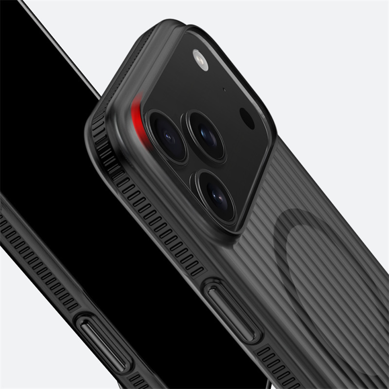 适用iPhone17pro手机壳瓦楞防滑条苹果16pro冰雾磁吸防摔15保护套|undefined