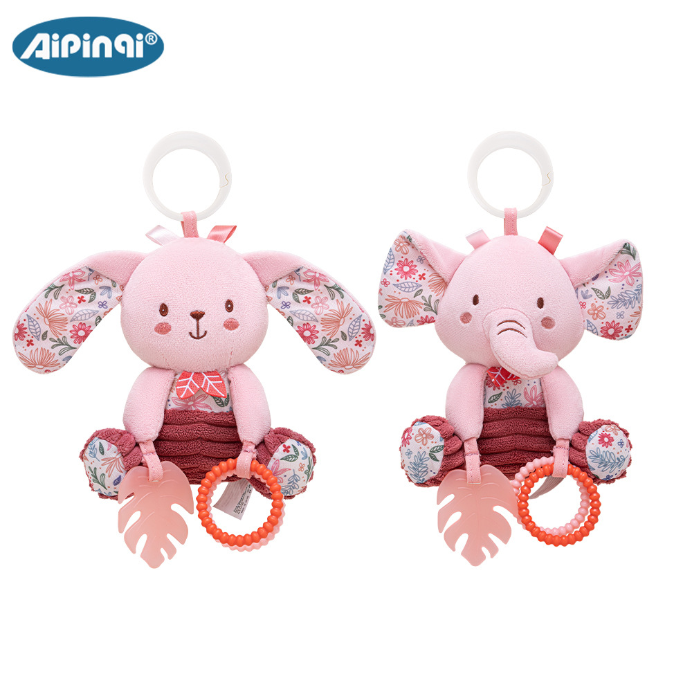Aipinqi nueva campana rosa para bebés pacificadores muñecas de peluche para bebés tornos de música campana juguetes en stock