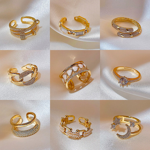 Korean style ins trendy opening adjustable pearl ring simple cold style niche internet celebrity same style ring hand jewelry