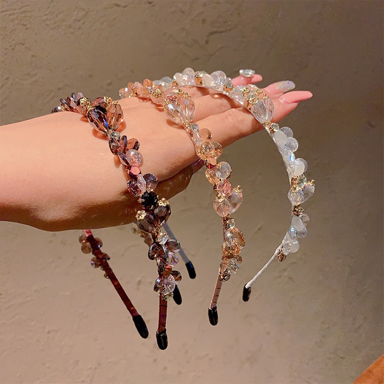 Super Fairy High-grade Heavy Industry Imitation Crystal Hair Hoop Light Luxury Handmade Diamond Winding All-match Headband Women's Headwear