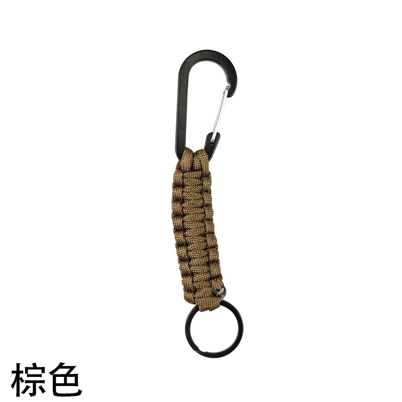 Llavero tejido mosquetón de aleación de aluminio tejido a mano Llavero mosquetón colgante rápido negro