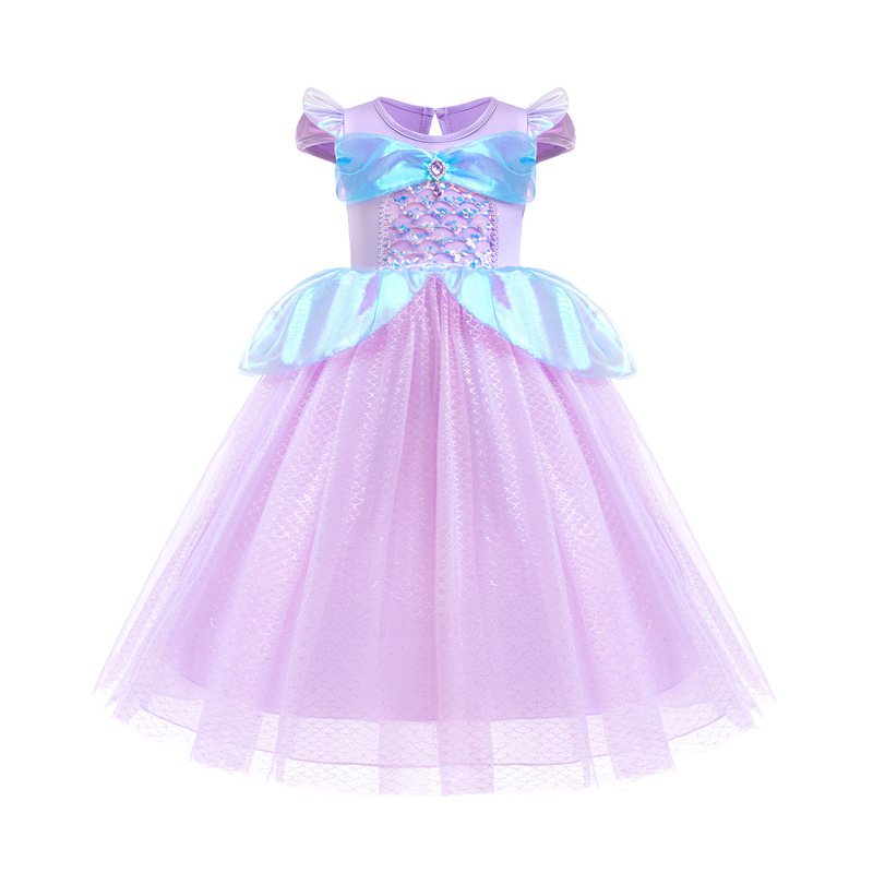 2024 Children's Day Girls Mermaid Dress Children's Baby Style Princess Dress Baby Mesh Long Dress Ra93