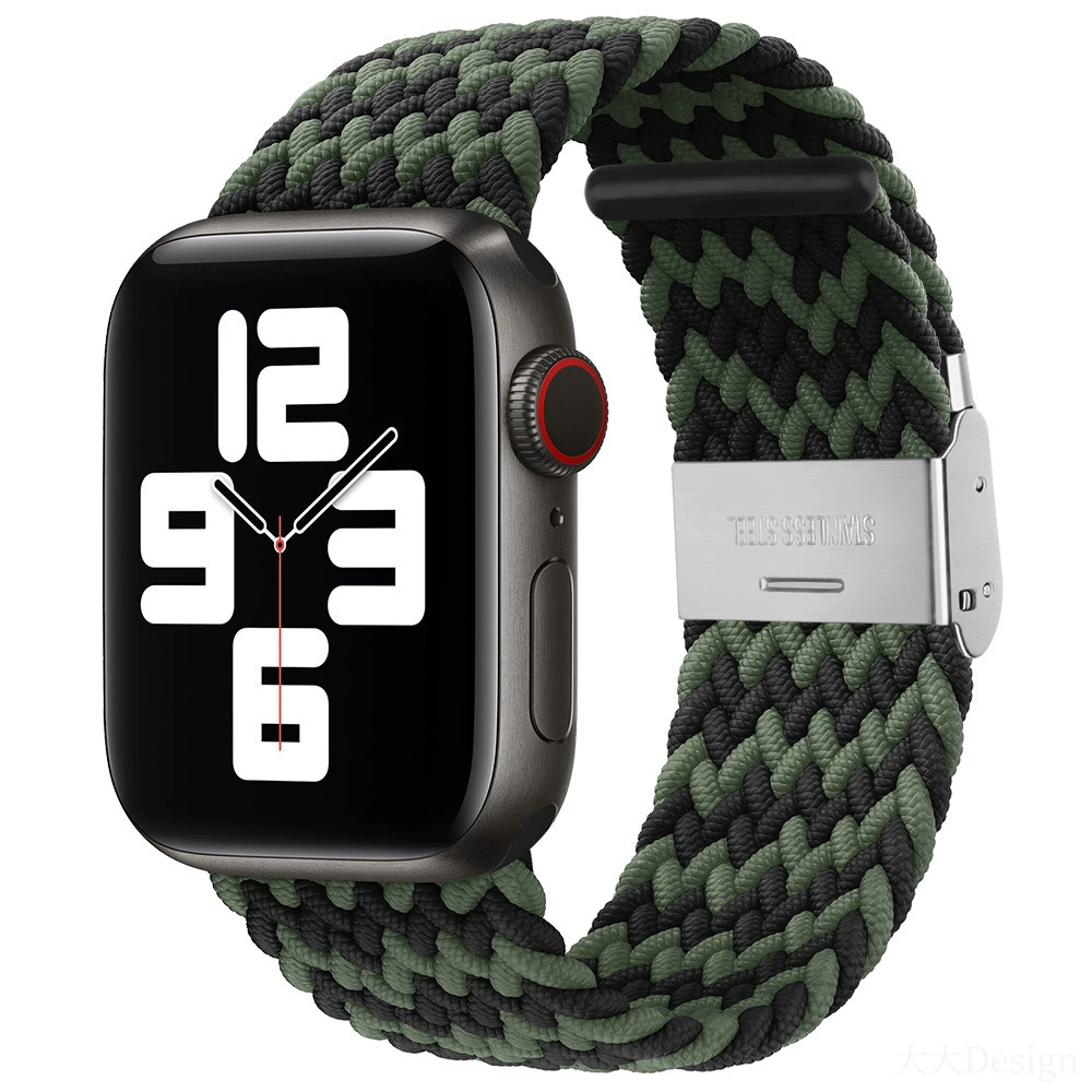 Совместимо с Apple Watch 5-6-7-8-9-10 поколения Snap-on нейлоновый плетёный ремешок iWatch S10 регулируемый браслет