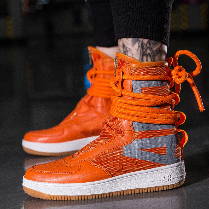 Wrap-Around Lace-Up Couple's High-Top Sneakers 2025 Autum Zipper Style Trendyy Boots Outer Wear Breathable Boots