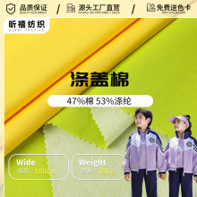 涤盖棉单染健康布 现货秋季学生校服短袖T恤布料 290克丝盖棉面料