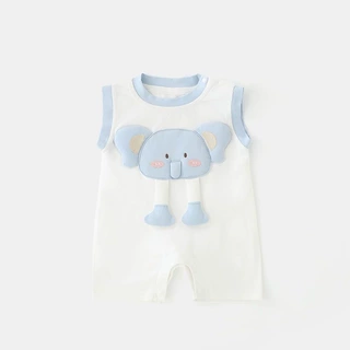 宝宝连体衣夏季薄款短袖立体象宽肩哈衣无骨A类爬服婴幼儿衣服