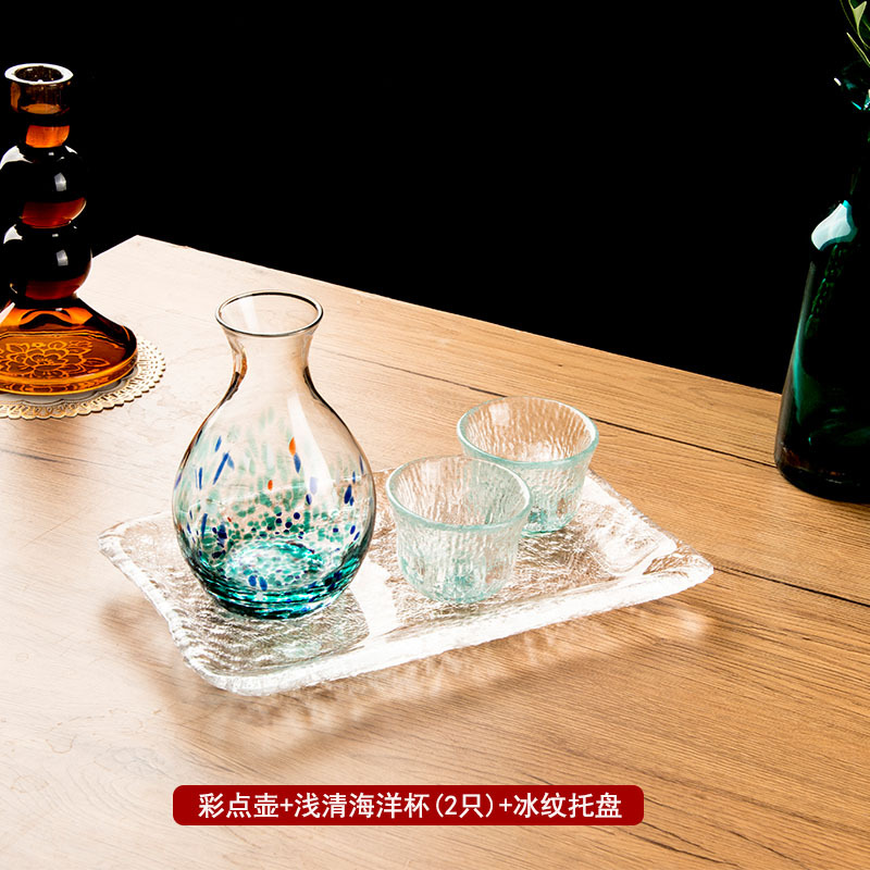 Glossy colorful pot + light clear ocean cup (2 pieces) + ice tray