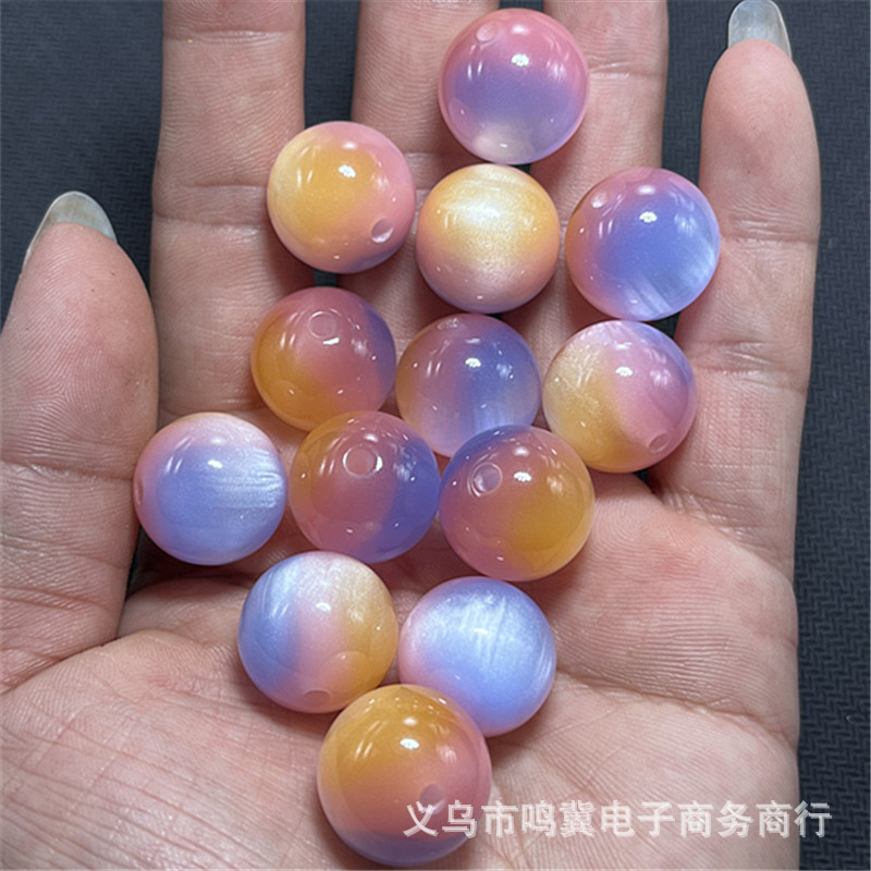 卸売 16 ミリメートル 3 色樹脂キャッツアイビーズストレートホールルースビーズ diy 手作りビーズジュエリーアクセサリー材料|undefined