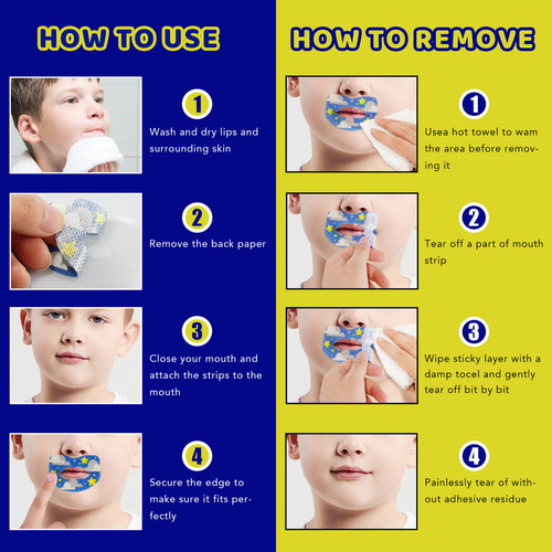 SEFUDUN Children's Mouth Tape for Closed Mouth Breathing Correction, Physical Snore Stopper, 50 Pcs