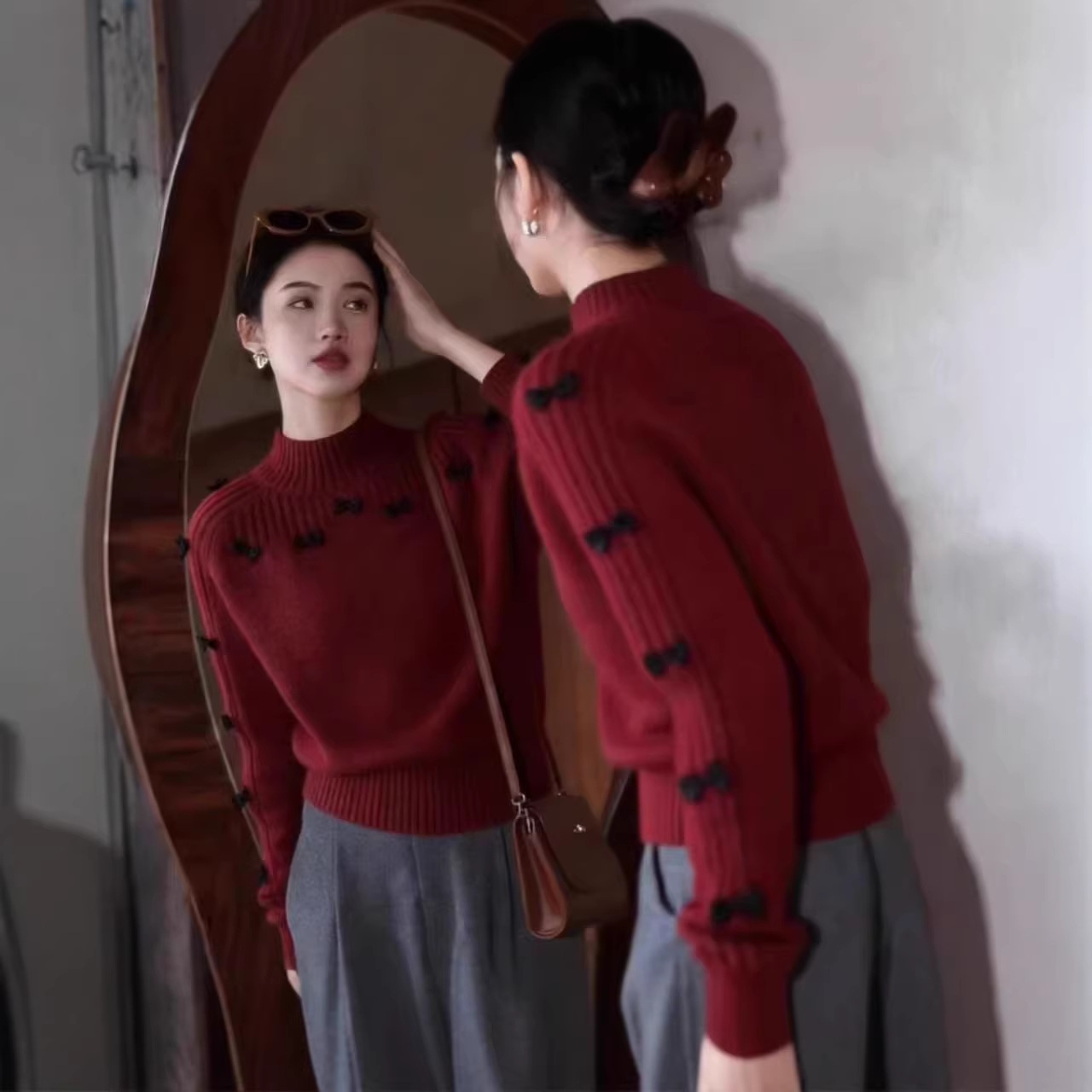 Áo len dệt kim cổ lọ nữ mềm mại, phong cách thời thượng — trắng chi tiết 5