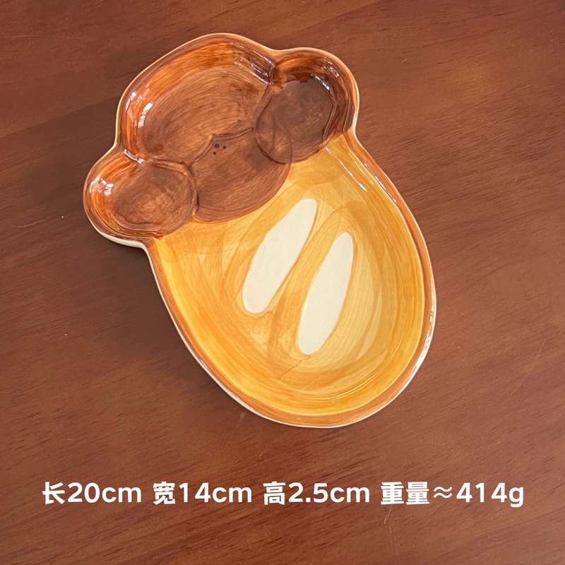 可爱面包小熊早餐盘釉下彩ins家用陶瓷餐盘高颜值创意小吃甜品盘|undefined